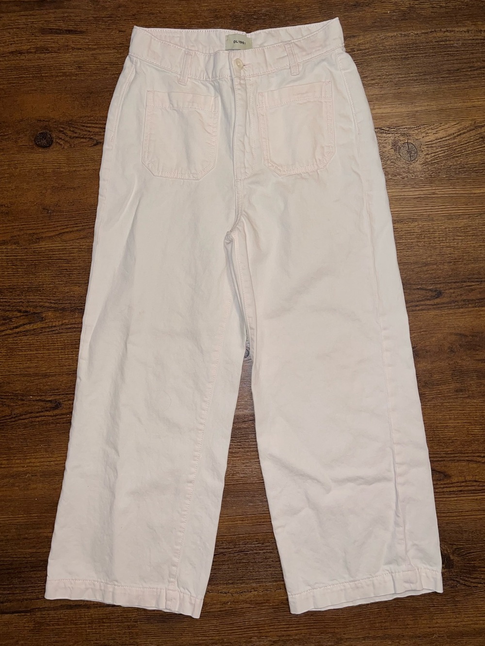 DL1961 Hepburn Wide Leg Jeans High Rise Primrose Pink Minimalist Linen Size 26